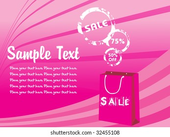winter off sale, pink vector illustration