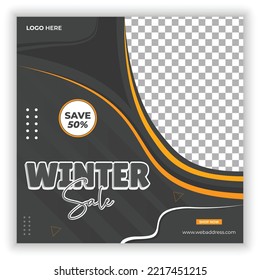 Winter offer fashion sale social media banner or social media post template	