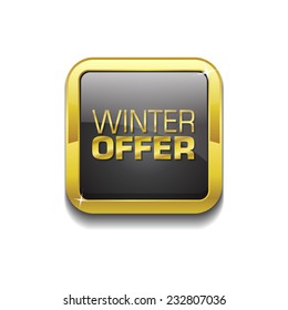 Winter Offer Gold Vector Icon Button