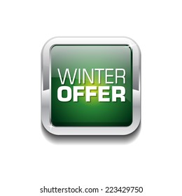 Winter Offer Green Vector Icon Button
