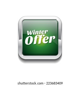 Winter Offer Green Vector Icon Button