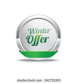 Winter Offer Green Vector Icon Button