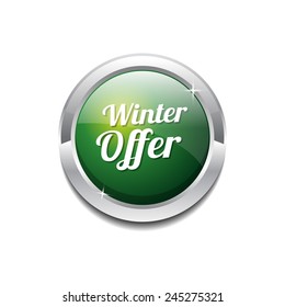 Winter Offer Green Vector Icon Button