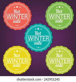 Winter offer stickers. Hot sale. Vector illustration. EPS 8