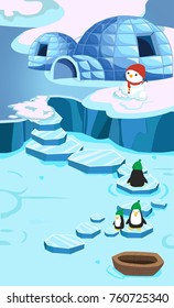 Winter on Arctic, Ice Lake and Game assets- Illustration