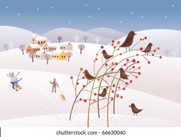 Winter on the snowy highland