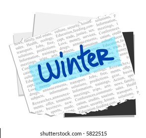 WINTER on vector paper notes background - others: http://www.shutterstock.com/lightboxes.mhtml?lightbox_id=796342