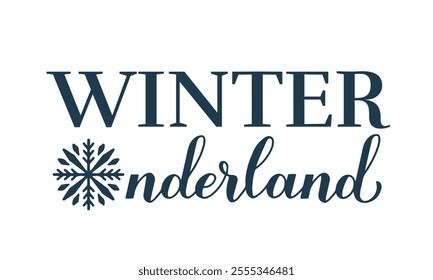 Winter Onederland calligraphy lettering. Baby first birthday. One year old.  Seasonal holidays typography poster. Vector template for greeting card, banner, shirt design, sticker, sign, etc