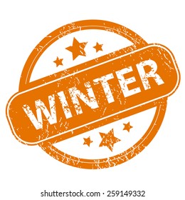 Winter orange grunge rubber stamp on a white background. Vector illustration