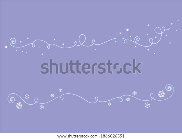 Winter ornaments border and divider.\
Christmas text decorations. Snow\
decorations.