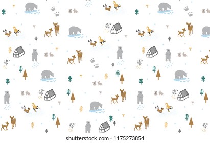 Winter outdoors cold weather pattern, designed background. Editable and repeatable vector illustration file.