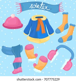 Winter Outfit. Winter Clothes Set Illustration.
