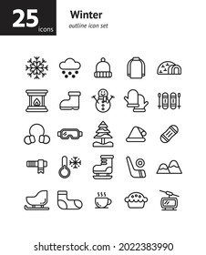Winter outline icon set. Vector and Illustration.