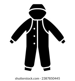 Winter overalls for newborns solid icon, Winter clothes concept, Baby suits sign on white background, Children jumpsuit with hood icon in glyph style for mobile and web. Vector graphics