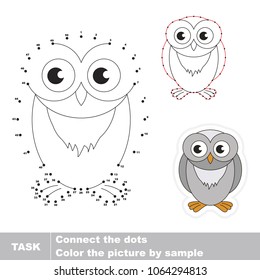 Winter owl. Dot to dot educational game for kids.