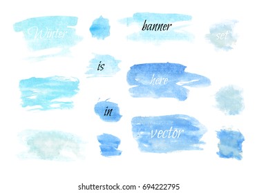 Winter paint strokes banner set