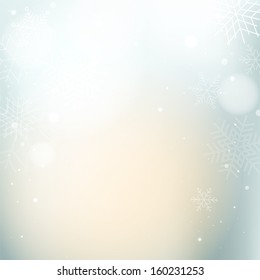 Winter pale blue background with snowflakes