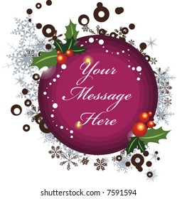 Winter panel with snowflakes and leaves, vector illustration series. Add your text inside.
