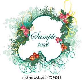 Winter panel with snowflakes and ornamental details, vector illustration series. Add your text inside.