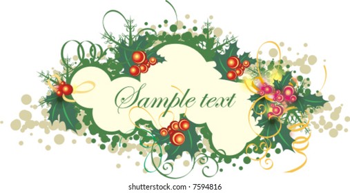 Winter panel with snowflakes and ornamental details, vector illustration series. Add your text inside.