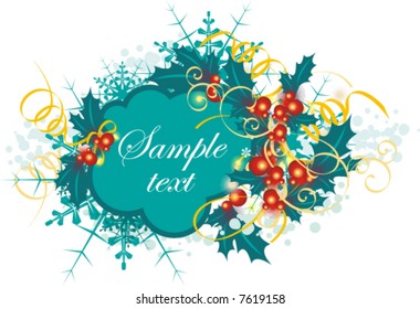 Winter panel with snowflakes and ornamental details, vector illustration series. Add your text inside.