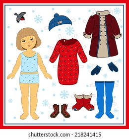 Winter paper doll and