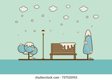 winter  Park. Natural landscape in the flat style. a beautiful park.Environmentally friendly natural landscape.Vector illustration
