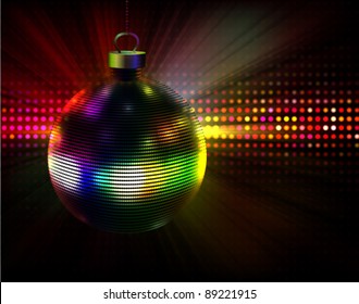 Winter party  background with Christmas -globe,   led display background, and  light - rays