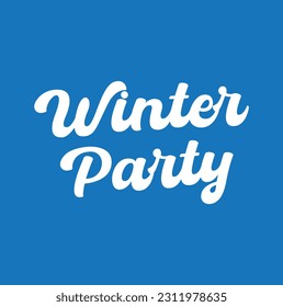 Winter Party Calligraphy Black Color Text on blue Background