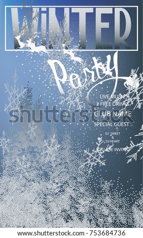 winter party invitation card forest landscape stock vector royalty