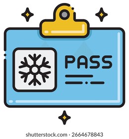 Winter Pass Badge mit Schneeflocke Icon und Golden Clip Illustrati