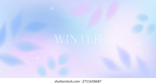 Winter pastel gradient background.Blurred illustration with frozen plants and florals.Dreamy watercolor wallpaper in soft pastel colors.Delicate minimal design for holidays prints;covers;invitations