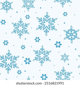 Winter pattern with beautiful snowflakes. Icy background, creative snowy design. 