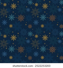 Winter pattern with beautiful snowflakes. Icy background, creative snowy design. 