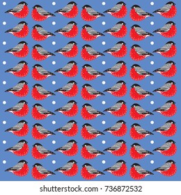 Winter pattern with bullfinches