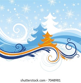 Winter pattern with Christmas tree