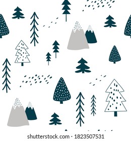 Winter pattern with christmas tree. Vector illustrations