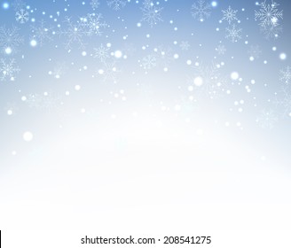Winter pattern with crystallic snowflakes. Christmas background. Vector.