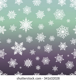 Winter pattern with crystallic snowflakes. Christmas background. Vector.