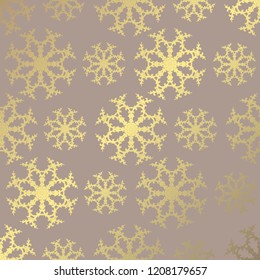 Winter  pattern with decorative golden snowflakes, design element. Christmas and New Year background