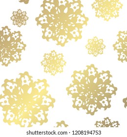 Winter  pattern with decorative golden snowflakes, design element. Christmas and New Year background
