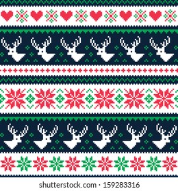 winter pattern with deer and hearts 