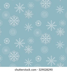 Winter pattern with delicate, crystalline snowflakes. Christmas background. Vector. 