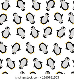 Winter pattern design with cute penguins