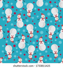 Winter pattern design with snowman. Christmas pattern. Winter background.