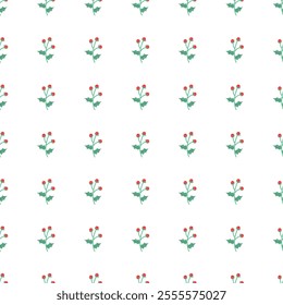 	Winter pattern with hand drawn flowers, leaves, branches and floral elements.
