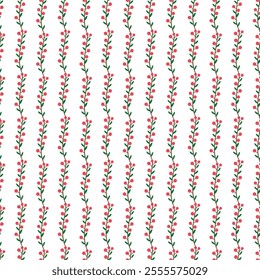 	Winter pattern with hand drawn flowers, leaves, branches and floral elements.