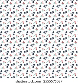 	Winter pattern with hand drawn flowers, leaves, branches and floral elements.