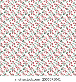 	Winter pattern with hand drawn flowers, leaves, branches and floral elements.