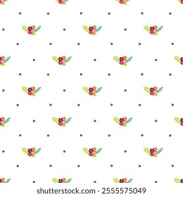 	Winter pattern with hand drawn flowers, leaves, branches and floral elements.